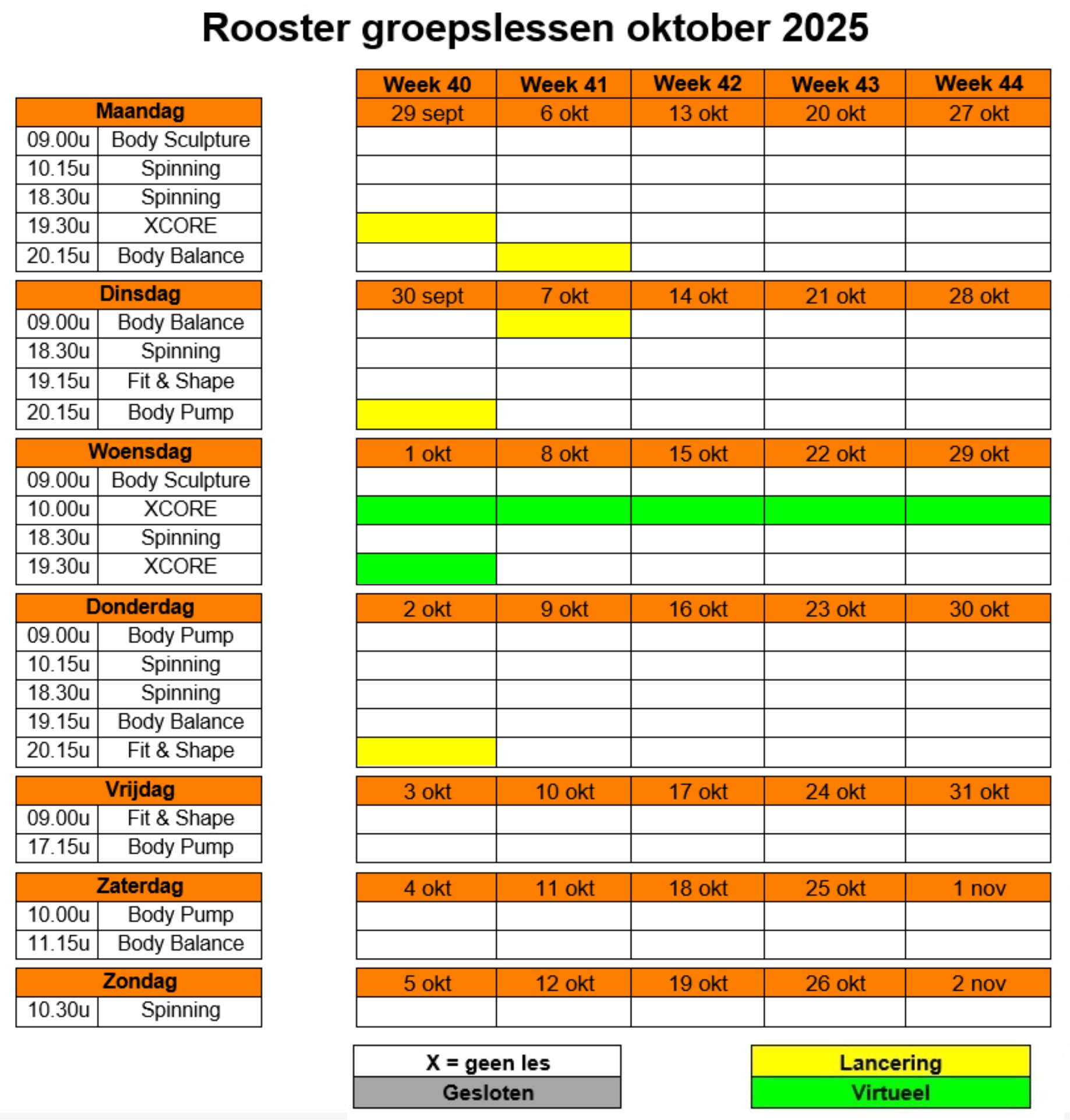 Lesrooster 2