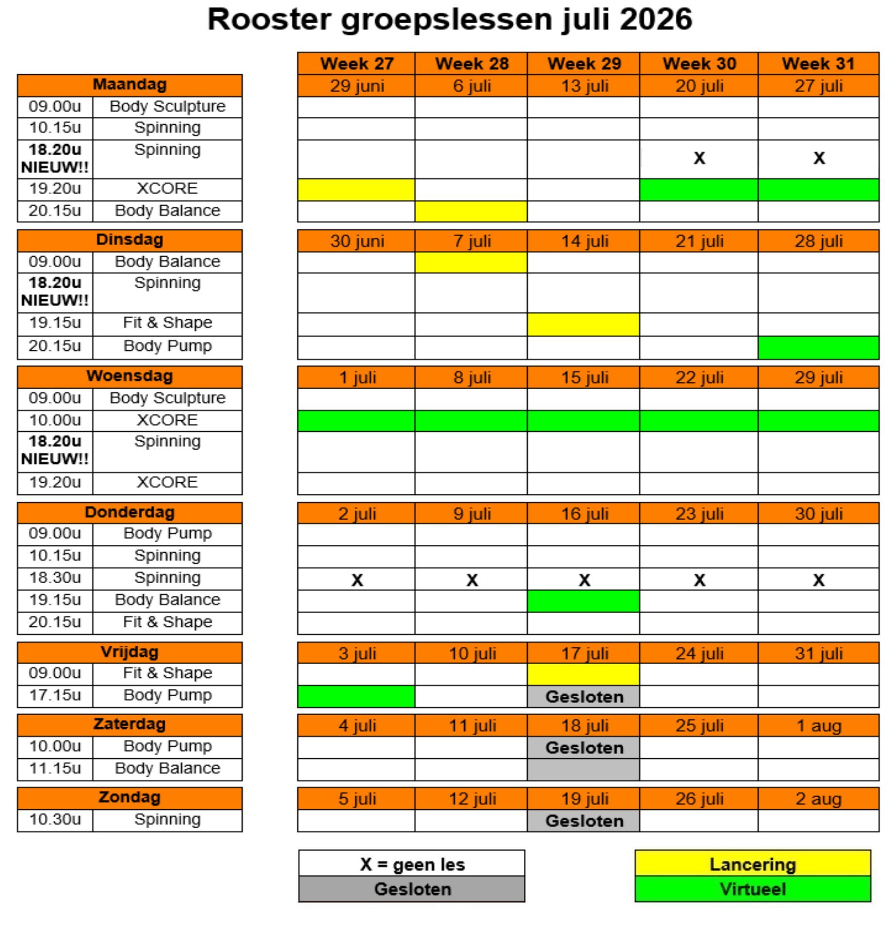 Lesrooster 2
